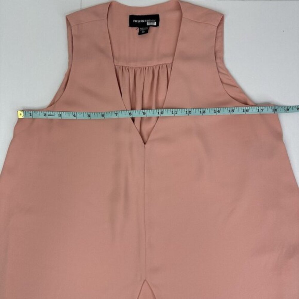 Fifteen Twenty Womens Peach V-Neck Front Tie Sleeveless Blouse XS 1F25053 USA‎ - Picture 11 of 12